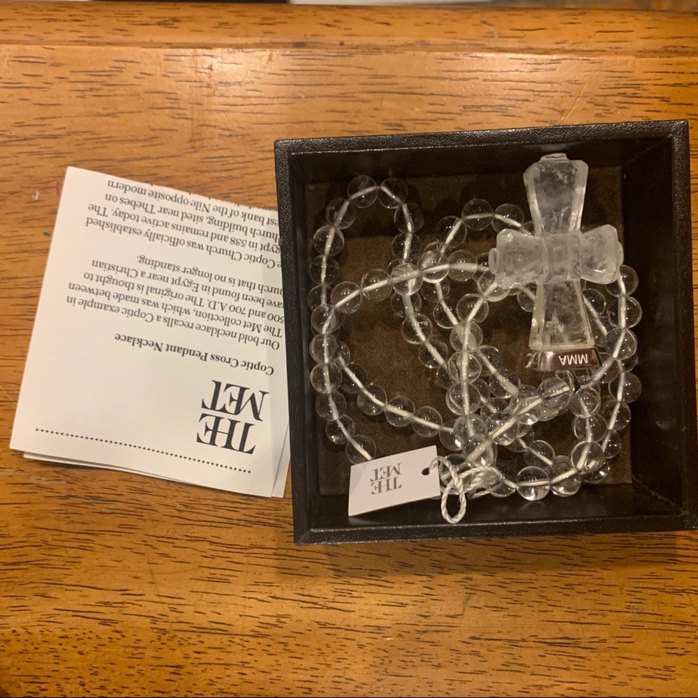 Coptic Cross Pendant Necklace Rock Crystal